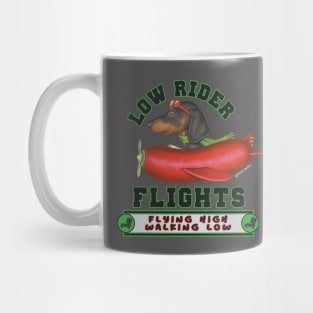 Cute Doxie Black Dachshund in  Red Wiener Plane Mug